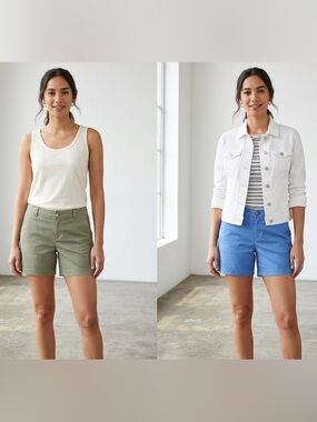 2 Pair Ann Taylor LOFT classy woman’s Monroe 6” shorts green blue size 8